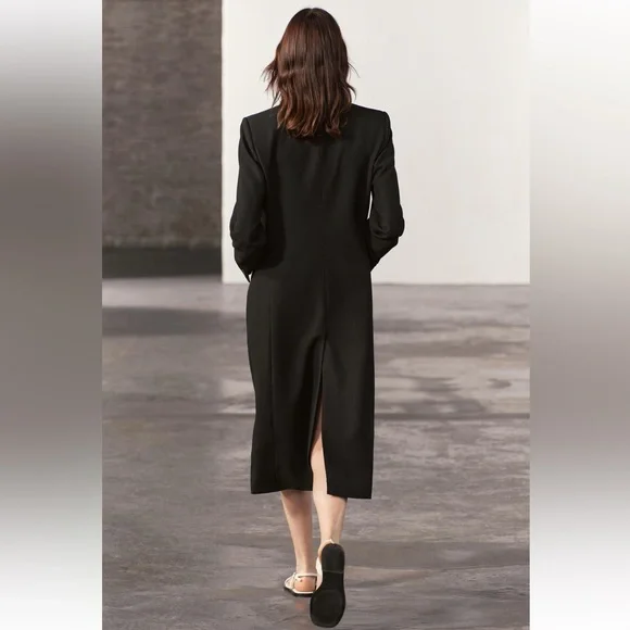 Zara Tailored Double Breasted Coat Black ZW COLLECTION size XS NWT - Picture 3 of 16